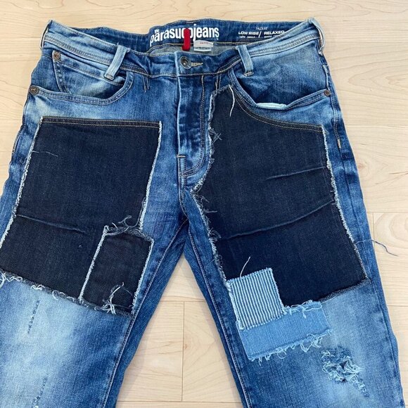 Parasuco Mens Low Rise Relaxed Fit Patchwork Jeans Size 32 Blue Denim WLB-016 - Picture 5 of 16